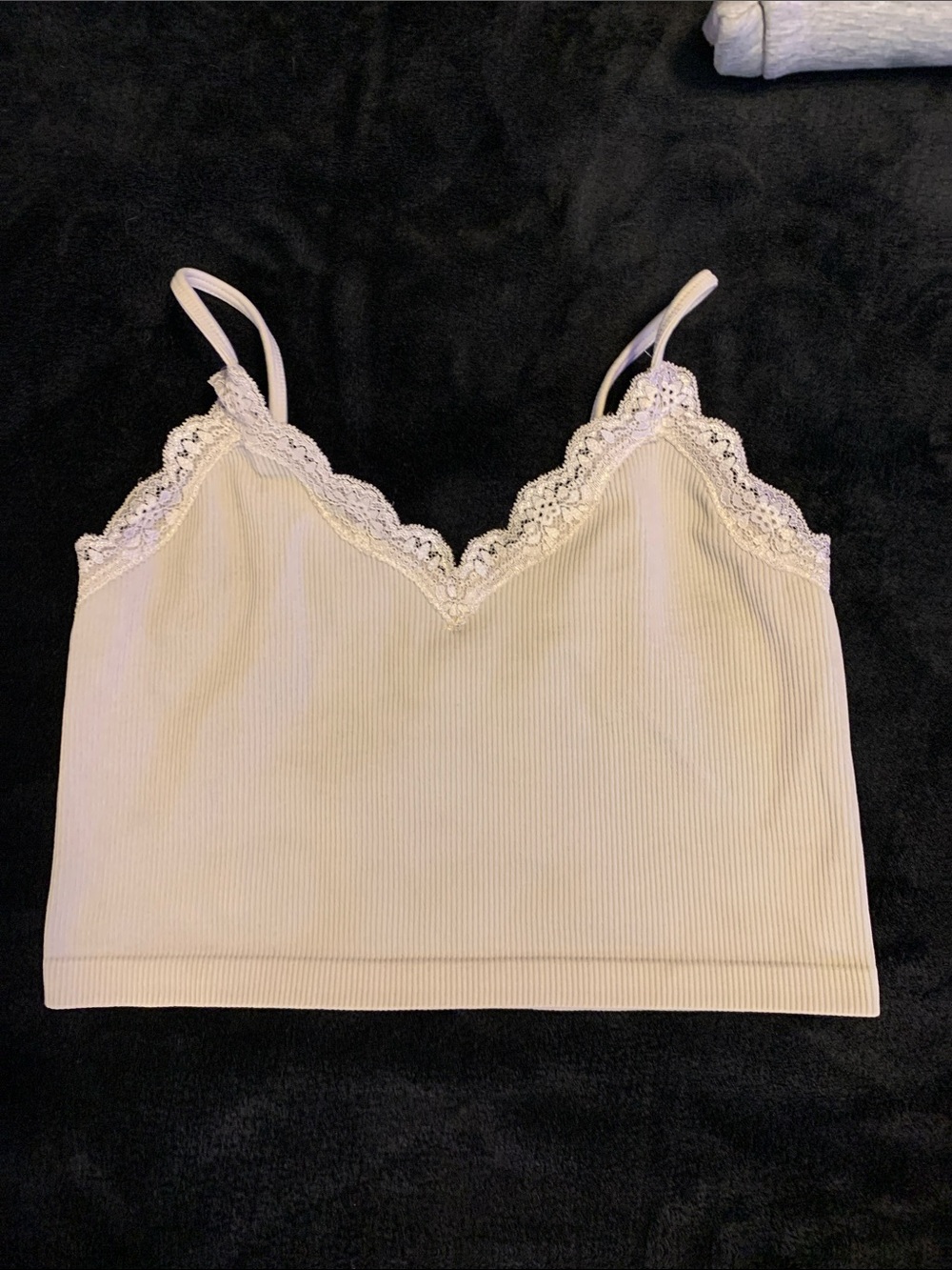 wild fable Lace-Trim Ribbed Cami in Cream